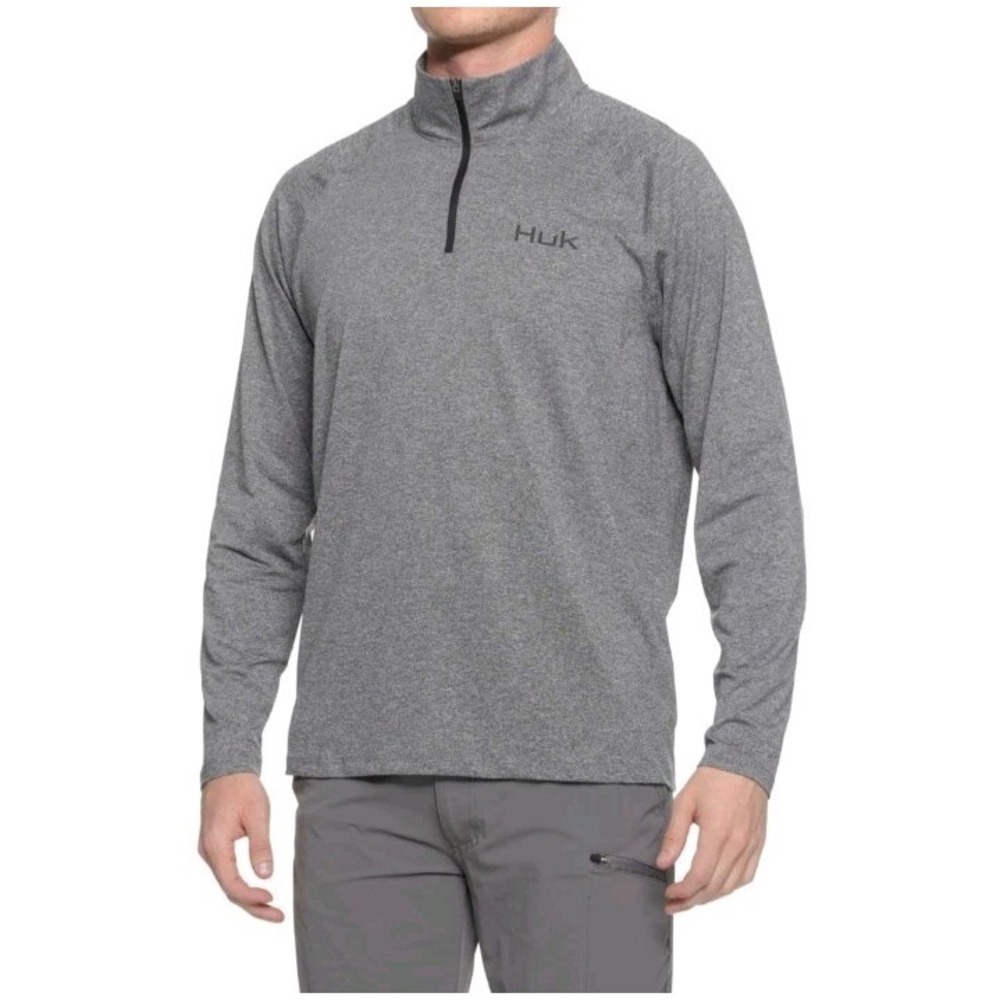 HUK 1/4 Zip Performance Shirt Heather Gray Men's Sz XXL 2X